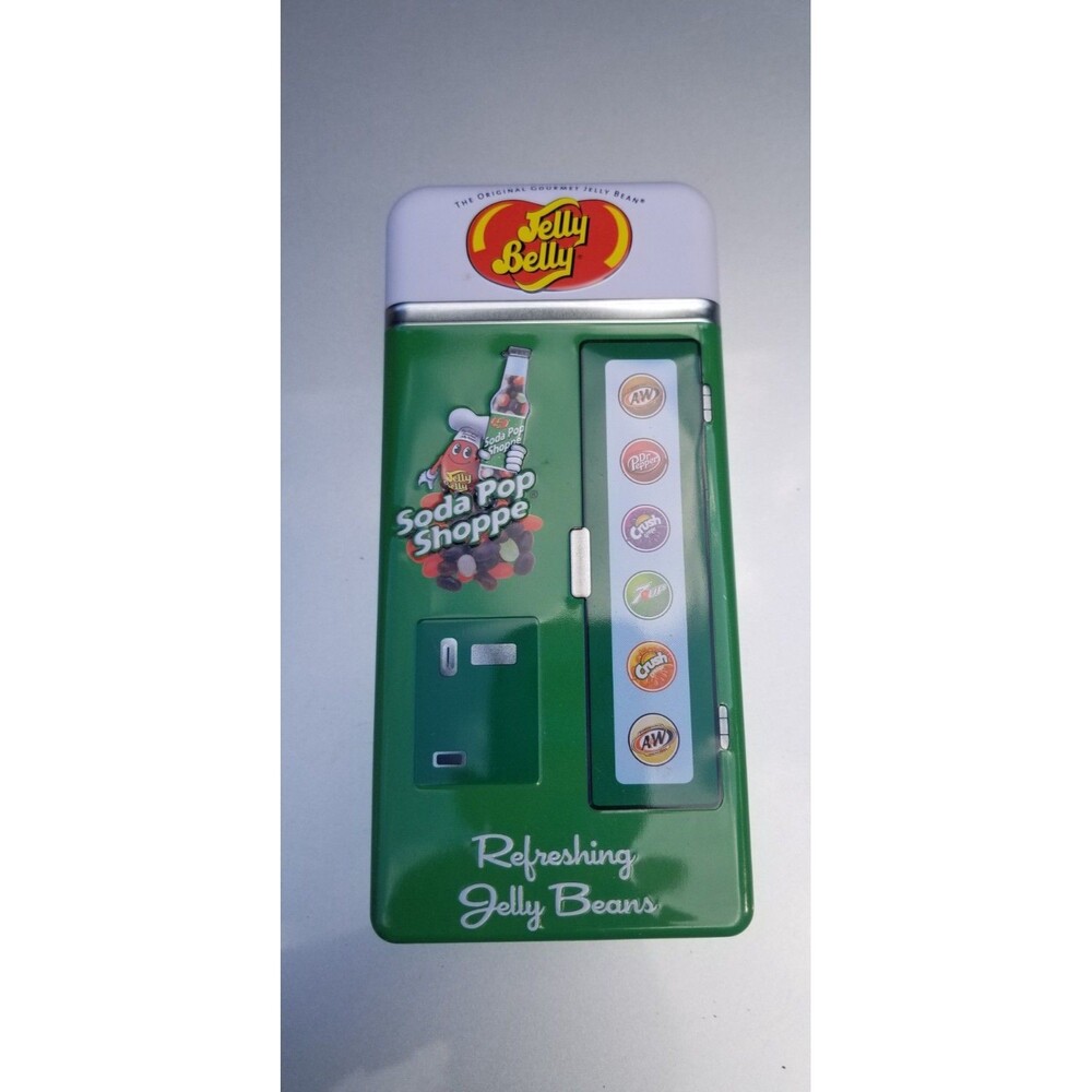 Jelly Belly Soda Pop Shoppe Tin Coin Bank Vending Machine 2009 Dr Pepper 7UP